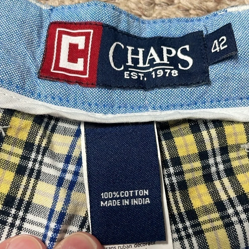 Chaps size 42 yellow and blue plaid shorts
